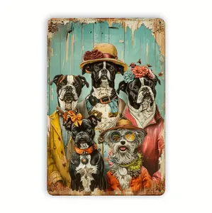 Vintage Dog Themed Metal Sign Decorative Wall Art for Home Bar Cafe Gym Garage Indoor and Outdoor Spaces