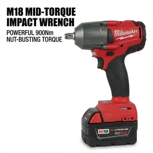 Milwaukee M18 FMTIWF12 18V 900Nm Impact Wrench For Automotive Repair Cordless Drill Tool Set with Charger High- nut-busting Torque straight hole