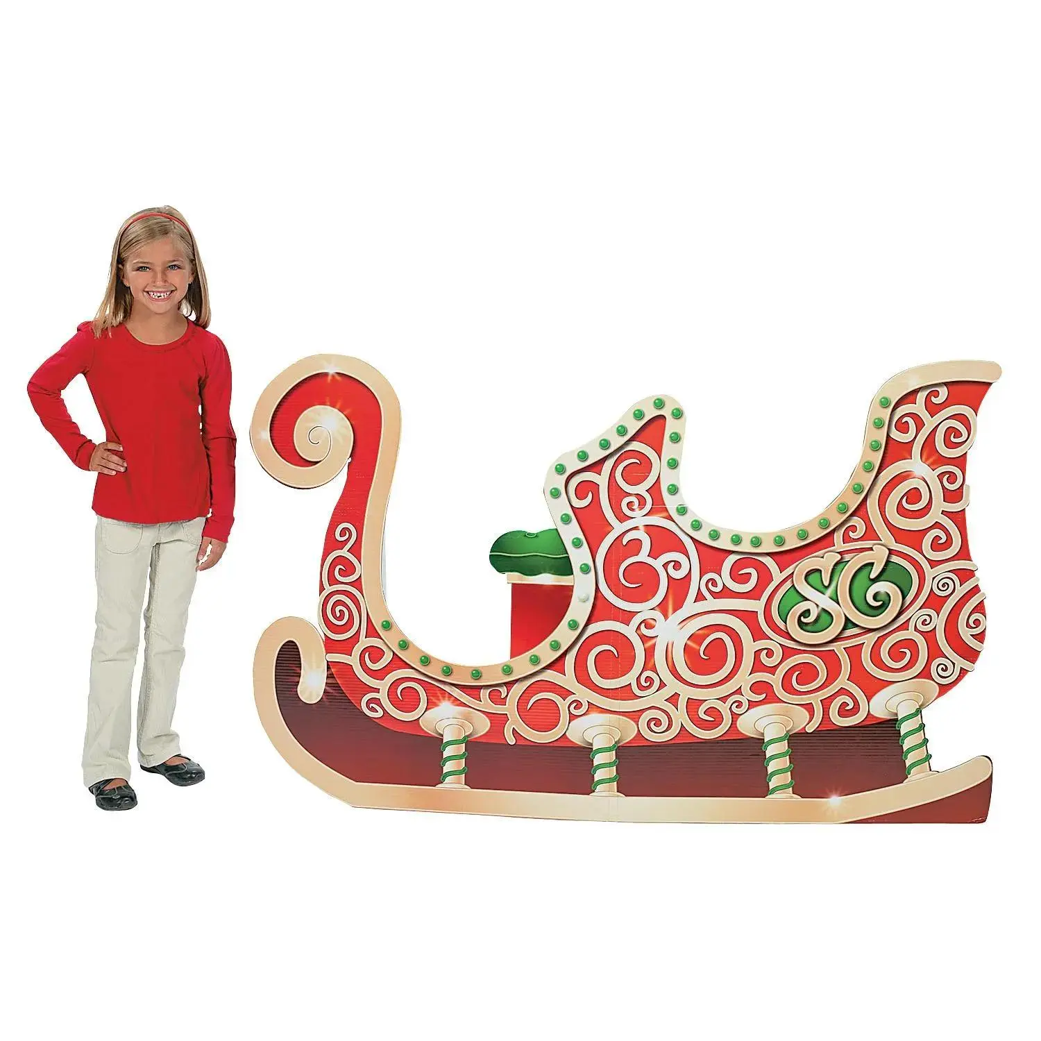 Santa's Sleigh Cardboard Stand-Up, Party Decor, 1 Piece