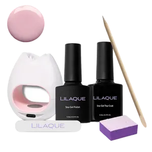 Lilaque Soy Gel Manicure Kit for Plant-Based Beautiful and Healthy Nails gel safety uv lamp white nailpolish