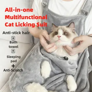 Multi-Functional Cat Grooming Apron, Hair Catching Towel & Sleeping Mat, Anti-Scratch Cat Holding Bib