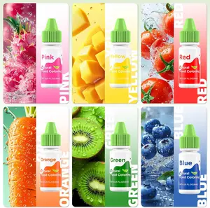 6 Natural Liquid Food Coloring 6ml/bottle, Vibrant Food-Grade Dye-Free & Vegan, Baking Supplies for Cake Icing, Frosting, Cookies & Desserts Cream Nata