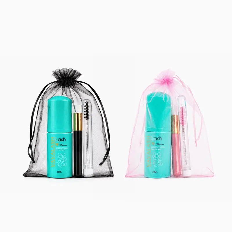 VAVALASH Eyelash Extensions Aftercare Kit - 1x30ml Lash Foam Cleanser, 1xEyelash Cleaning Brush, Cosmetic Eye Makeup Remover for Daily Use & Increased Retention