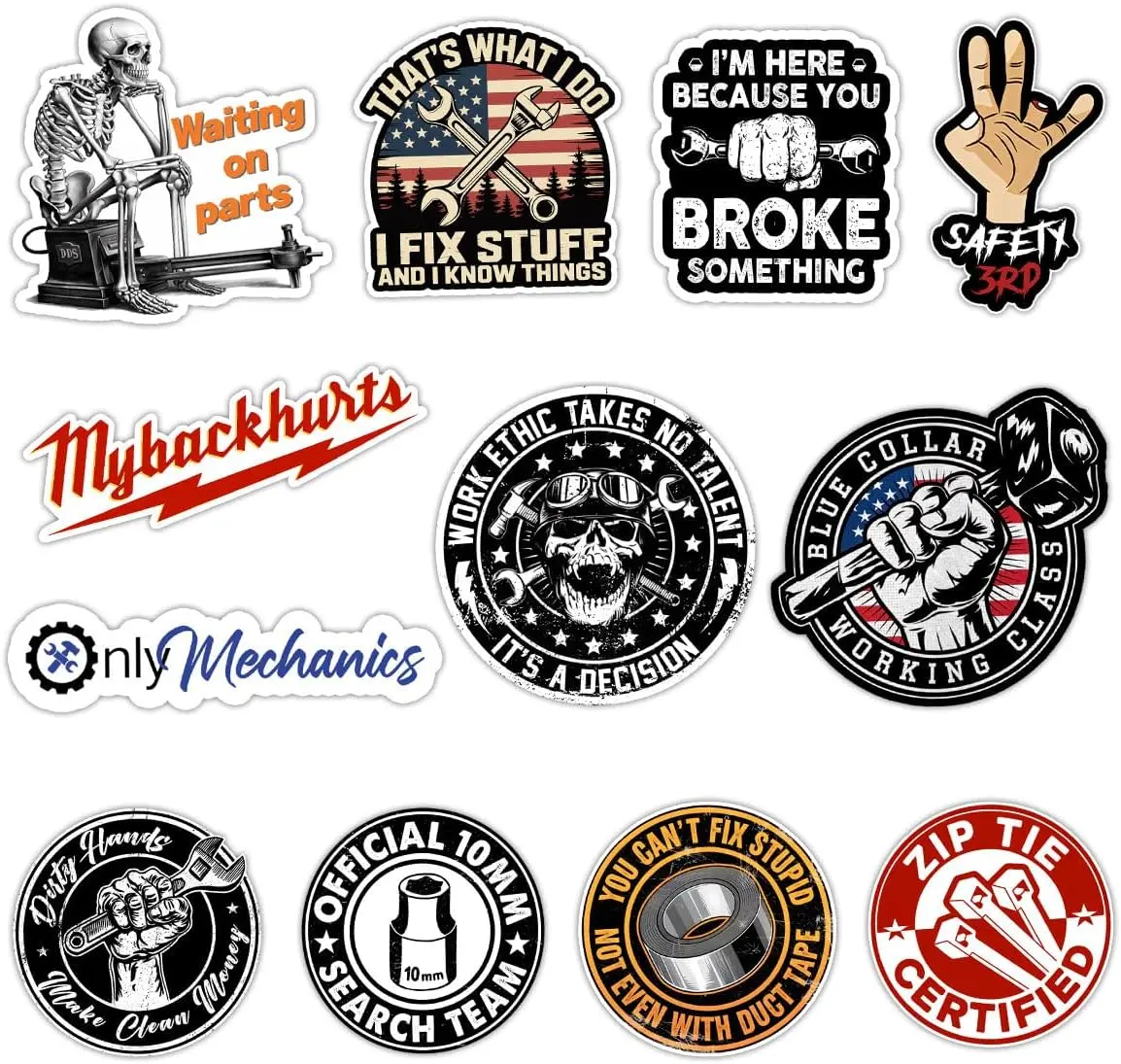 Pcs" Mechanic Sticker Funny Hard Hat Sticker Electrician Construction Worker Welding Welder Helmet Stickers Diesel Mechanics Gift for Blue Collar Men Car Decal for Bottle Toolbox Window (P)