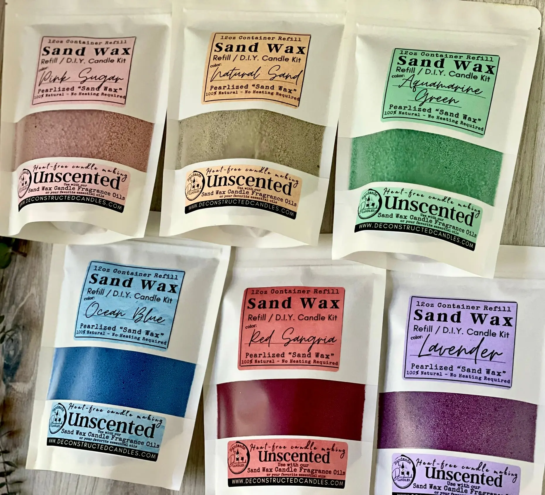 18oz Sand Wax Candle Kit - Natural Sand (Beach) Color - WAX + WICKS + FRAGRANCE OILS - Cocktail Scents