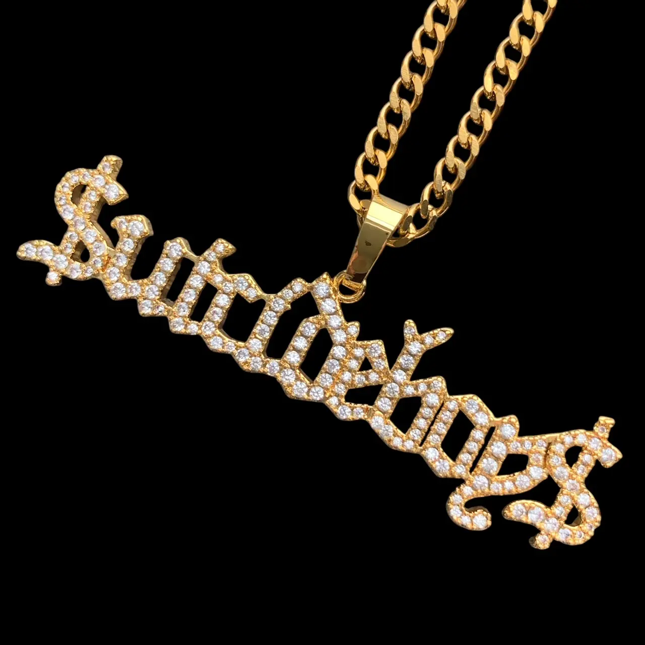 Iced Out $uicideboy$ Necklace 2" Cubic Zirconia Pendant Gold Plated Brass G59 Pendant with Choice of Chain High GREY59 Suicideboys Quality Jewelry Free Gift Included