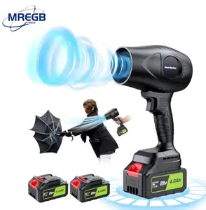MREGB Wireless Handheld High Speed Lithium Battery Rechargeable Blower, 300000 RPM, 2 Packs 4.0Ah Batteries & Charger, Foldable Pedestal Fan, for Office Equipment Cleaning & Lawn Care, High Speed Blower, Cordless Leaf Blower, Air Duster, Turbo Jet Fan