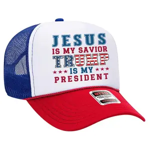 Jesus Is My Savior, Trump Is My President, Trump Trucker Hat, Trump Vance 2024, Political Gift, Republican Hat, Fight For America Hat, MAGA