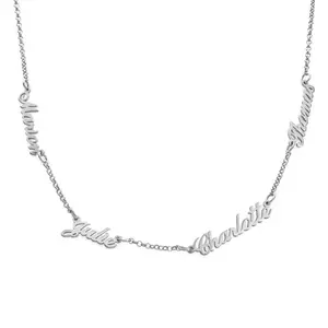 AS025 Mom Jewelry with Kids Names Multiple Names Custom Cut Necklace Personalized Gift Stainless Steel Letter Necklace For Mother's Day Anniversary Valentine's Day