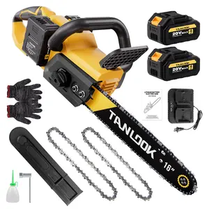 16 Inch Cordless Chainsaw 20V Max, Electric Chain Saw with 2 Batteries, High Power Brushless Motor, Portable Wood Cutting Saw for Tree Trimming, Branch Pruning, Firewood Cutting, Garden, Farm, Outdoor Tools