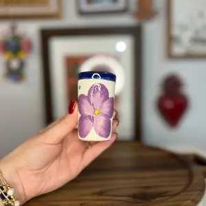 Handcrafted Mexican Floral Engobe Shot Glass/Tequilero floral de engobe mexicano hecho a mano