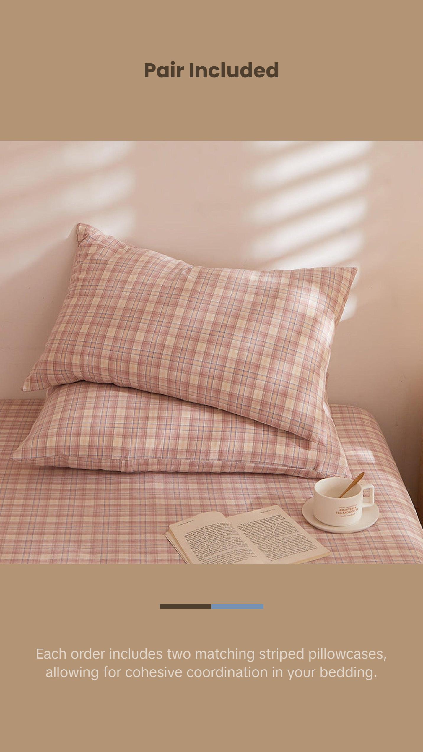 Fresh Plaid Washed Cotton Pillowcases Fresh Plaid Washed Cotton Pillowcases