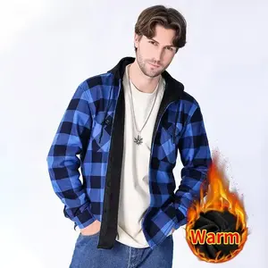 Winter Heavy Warm Sherpa Lined Fleece Plaid Flannel Jacket Men Plus Size S-3XL Big&Tall Mens Coat