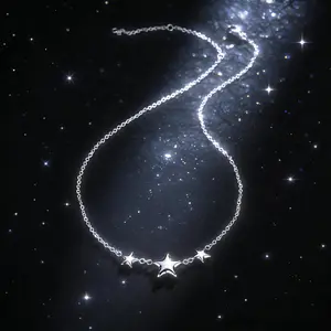 OUFER BODY JEWELRY Whole Piece 316L Stainless Steel Cosmic Star Chunky Necklaces - 16"+3" Dainty & Link Chains, Non-Tarnish Waterproof Daily Accessory, Ideal Gift for Birthdays, Christmas, Non Tarnish Jewelry
