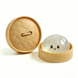 Giant Glitter Dumpling Squishy - Mega Rainbow Soft Squeeze Toy, Cute Anxiety Relief Fidget with Steamer Box, Decompression Dough for Adults & Kids