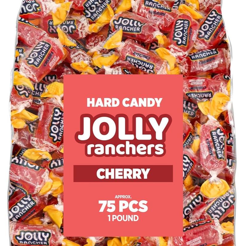 Cherry Jolly Ranchers Hard Candy – Original Flavor – 1 LB Bulk Bag (Approx. 75 Pieces) – Individually Wrapped Tart & Sweet Treats for Baby Showers, Back to School, Birthdays & Gift Bags, Red and pink candy, valentines day candy for kids school