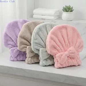 2 Pack Super Absorbent Microfiber Hair Towel Wrap with Bow Design, Fast Drying Hair Turban for Women & Girls, Anti-Frizz Quick-Dry Bath Hair Wrap, Soft Lightweight Bathroom & Spa Hair Care Accessory for Daily Use, Travel & Home Self-Care Routine