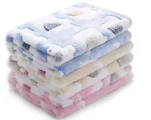 1 Pack 3 Blankets Super Soft Fluffy Premium Cute Elephant Pattern Pet Blanket Flannel Throw for Dog Puppy Cat Blue/Pink/Yellow Small(23x16 inch)