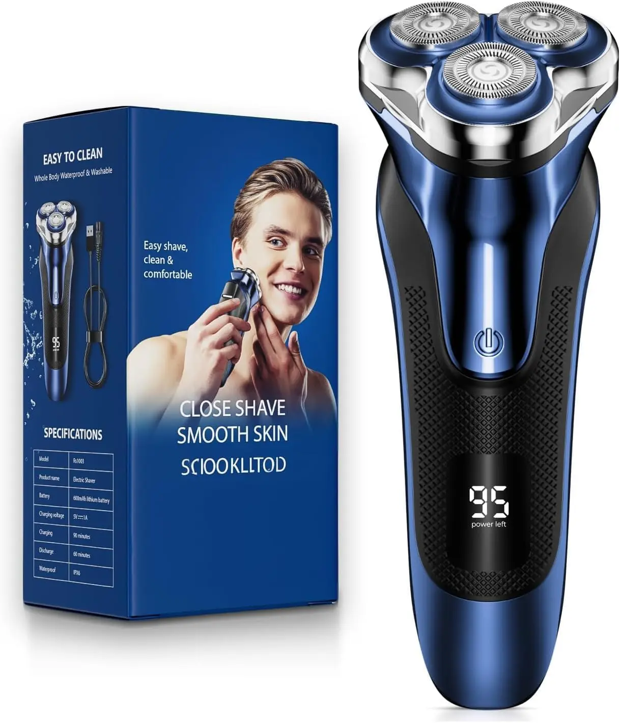 ZYLER Electric Shaver with 5D Floating Head, Wet & Dry Razor with Stainless Steel Blades for a Smooth Shave on Sensitive Skin, Pop-Up Trimmer & USB-C Charge, Dry Shave, Batteries, Rechargeable Battery, Gym Bags, Cheekbones, Fast Charging, Ipx6 Water Resis