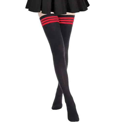 1 Pair Extra Long A: Black With Red Stri