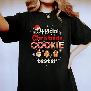 Official Christmas Cookie Tester Taster Baking Crew Toddler T-Shirt, Fashion Casual Short Sleeve T-Shirt for Daily Holiday Vacation Outdoor Wear