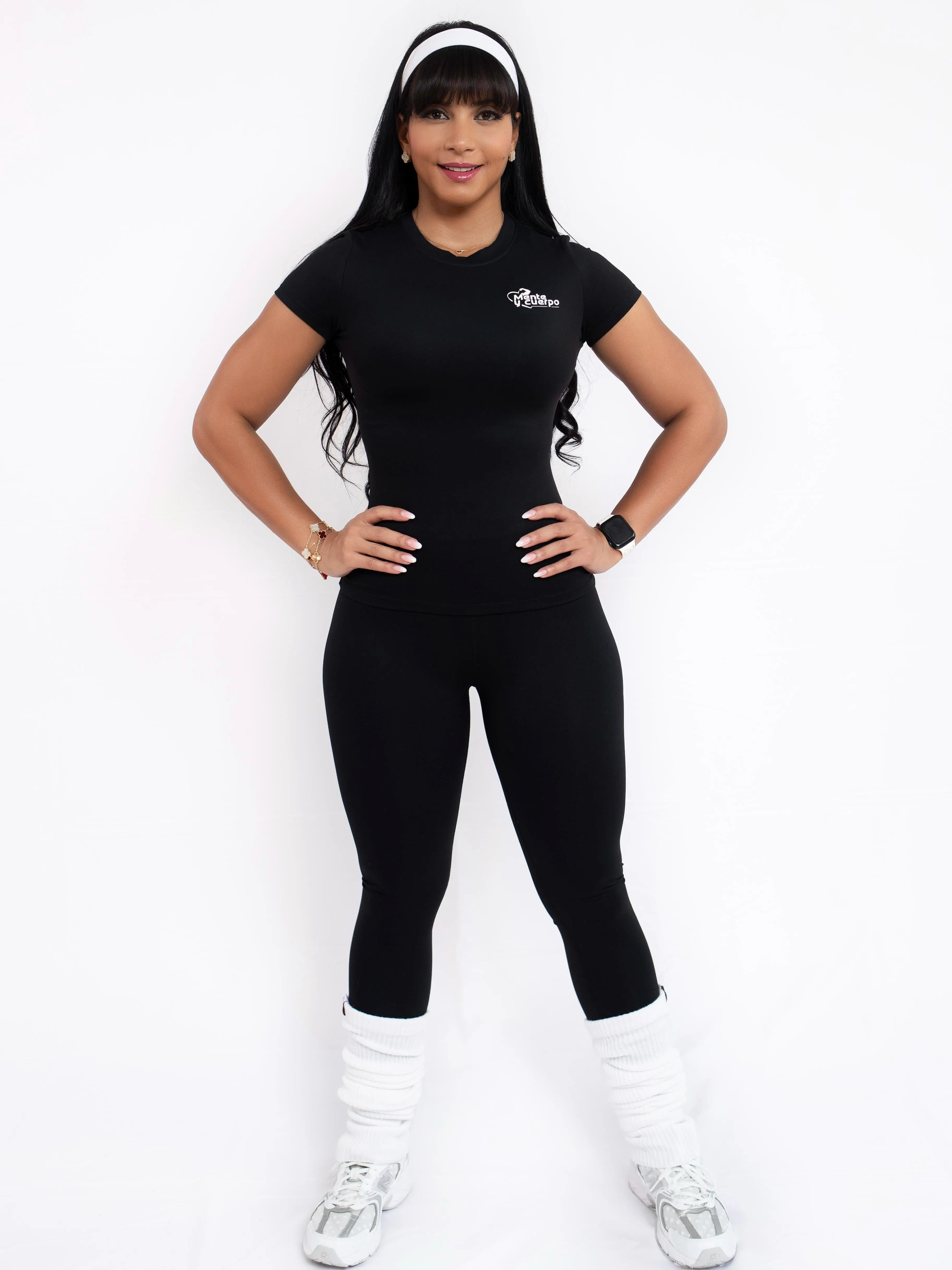 Go Getter Lounge Set Black Medium Size Sporty Chic Look with Leg Warmers Modern Comfortable Style