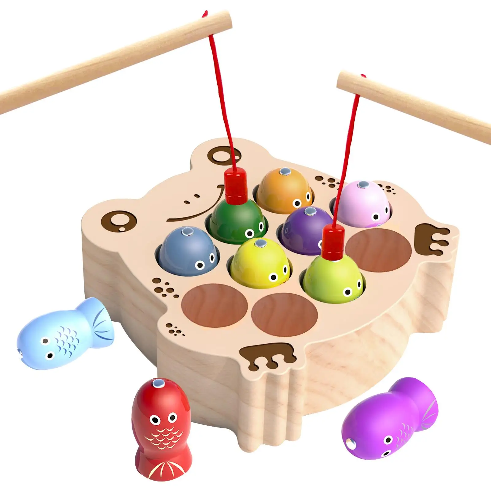 Wooden Fishing Game Toy, 1 Set Montessori Sensory Busy Board, Early Education & Smart Toy for Boys & Girls, Fine Motor Skills Toy