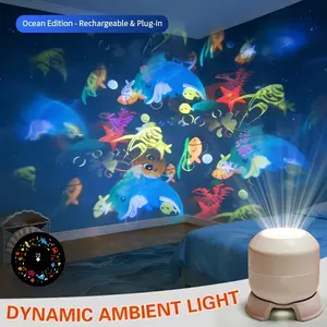 Rotating Projection Lamp, Plug-And-Play No Extra Cables, Stable Base, Cozy Home Decor, Ocean Series, Snowflake Series, Snowman Series