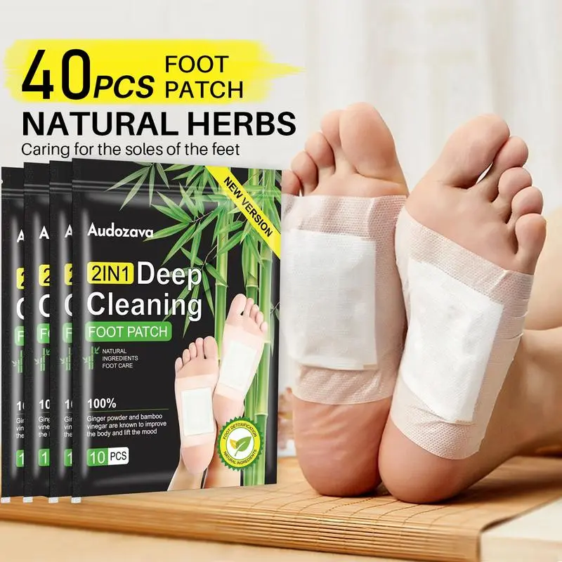 Up to 40pcs Tablets 2in1 Deep Cleaning Foot Patches for Stress Relief Toxin Removal & Better Sleep Natural Ginger & Bamboo Vinegar Powder Cell Activation Blood Circulation 10 Sheets Pack TikTokShopBlackFriday, Health, Wellness