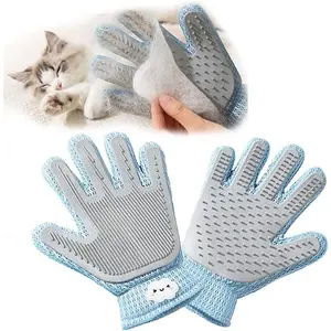 2-in-1 Pet Grooming Glove – Double-Sided Deshedding & Massage Brush for Cats/Dogs, Removes Loose Hair from Fur & Furniture, Ultra-Soft Easy-Clean Mitt (Long/Short Hair)