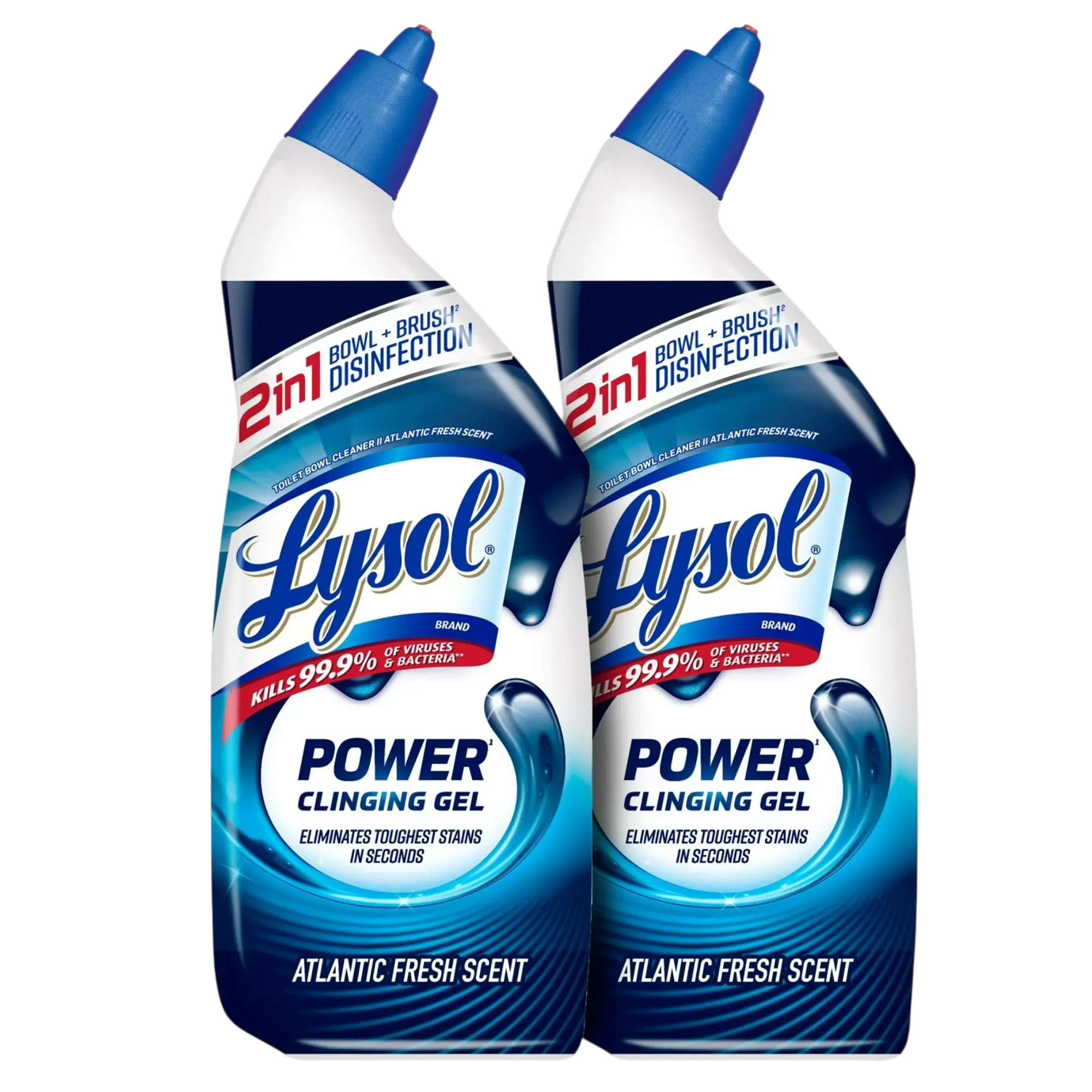 Lysol Power toilet bowl cleaner gel, Cleaning, Disinfecting and Stain Removal, 24 oz, Pack of 2