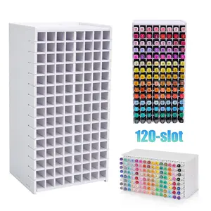 1 Pack Marker Storage Organizer, 120 Slots Total Art Supply Holder for Desk, Marker Rack with Removable Dividers for Colored Pencils & Paint Brushes (13.39 x 6.89 x 5.12")