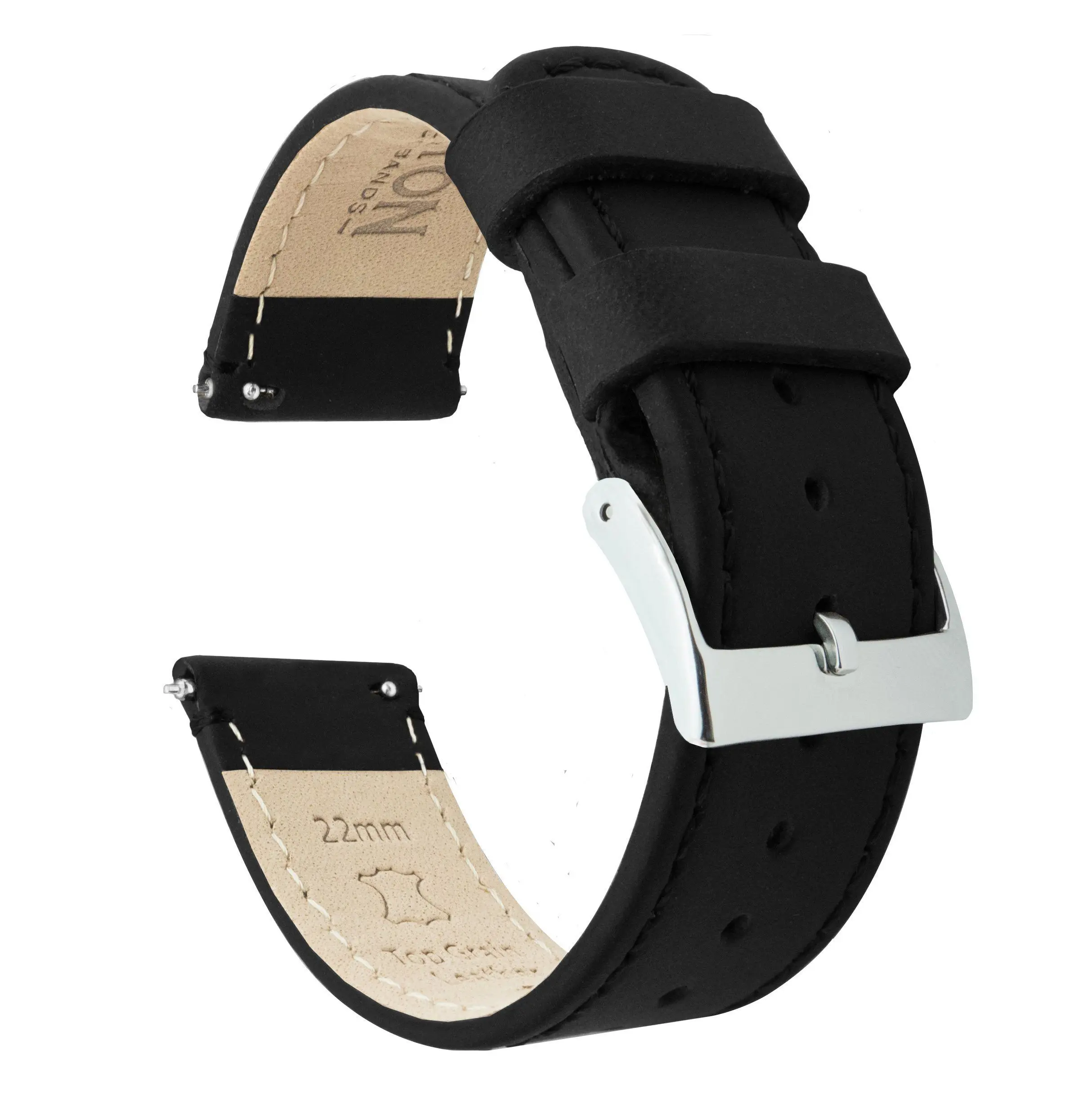 Black Leather Quick Release Watch Band - Vaer C5 / D5 Field (20mm)