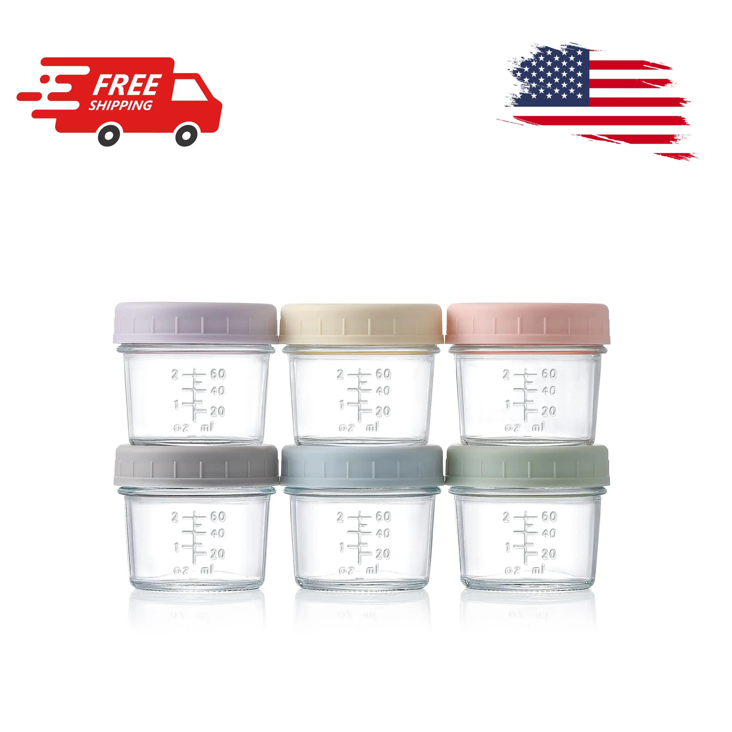 6 Pack Leak-Proof Glass Baby Food Jars 4 Oz, Microwave, Dishwasher & Freezer Safe