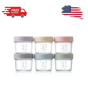 6 Pack Leak-Proof Glass Baby Food Jars 4 Oz, Microwave, Dishwasher & Freezer Safe