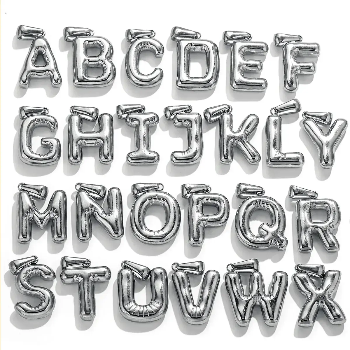 3/2Pcs Stainless Steel Chubby Cute 26 A-Z Waterproof Letters Charms Connectors Pendants for DIY Jewelry Necklace Earrings Making
