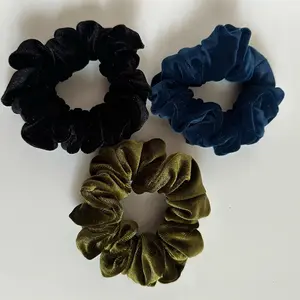 Set of 3 Velvet Mini Scrunchies/Thick and Thin Hair