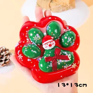 Large Christmas Cat Paw Squeeze Toys Kneading Slow Rebound Cartoon Fidget Toy Handmade Colorful Cat Paw Pinch Toy