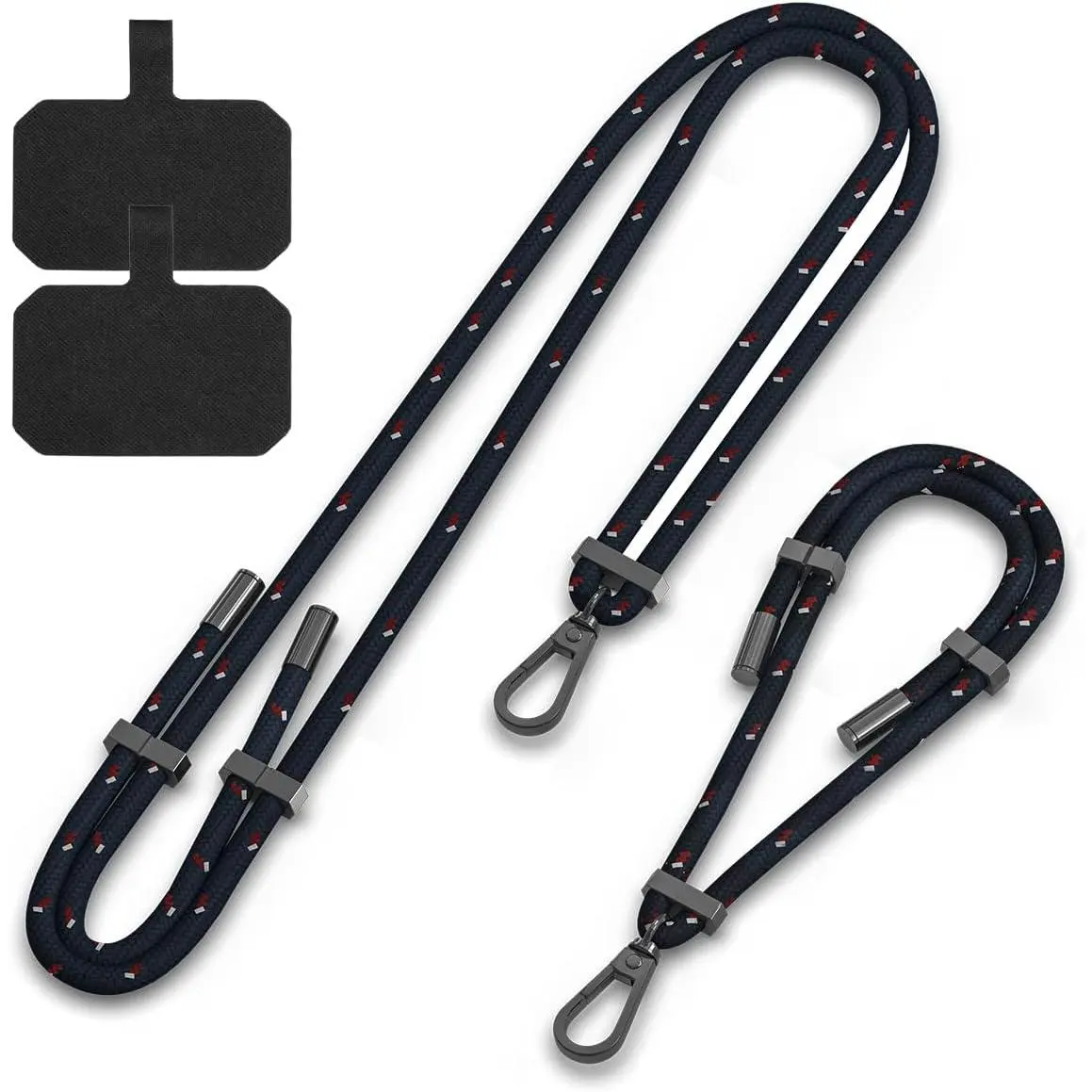 Phone Lanyard, 1x Adjustable Neck Strap,1x Wrist Strap, 2x Pads, Universal Crossbody Cell Phone Lanyards, Detachable Nylon Phone Lanyards Compatible with  Smartphones (Navy)