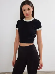 VAV Women's Cotton Crop Top Blank Cropped T-Shirt Blank Crop Tops Blank Tops Great For Printing DTF, DTG, and Sublimation