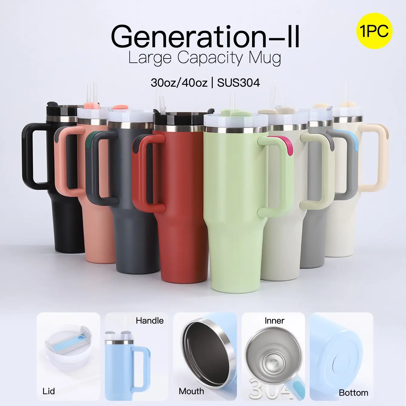 30oz/40oz Insulated Water Bottle with Straw, Stainless Steel Reusable Cup, Insulated Drinkware, Insulated Travel Tumbler, Vacuum Insulated Cups, Large Capacity with Lid and Handle, Perfect Gift for Coffee Lovers