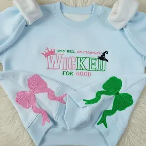 GLITTER BOW Wicked Embroidered Sweatshirt, Changed For Good Witch Crewneck, Good Witch Bad Witch Gift for Best Friend, Broadway Musical Tee
