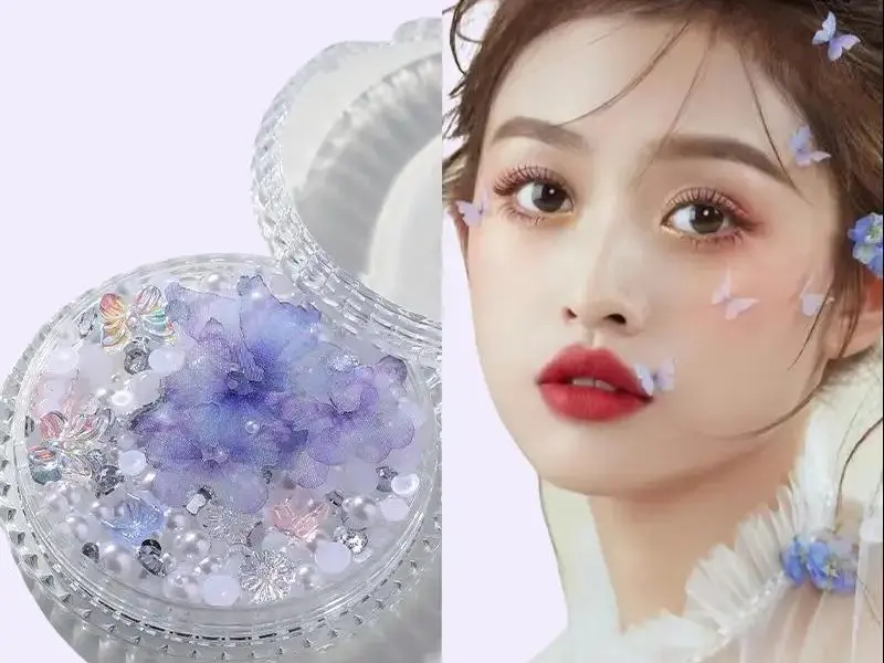 Butterfly Pearl Face Sticker Rhinestone Stage Performance Face Decoration