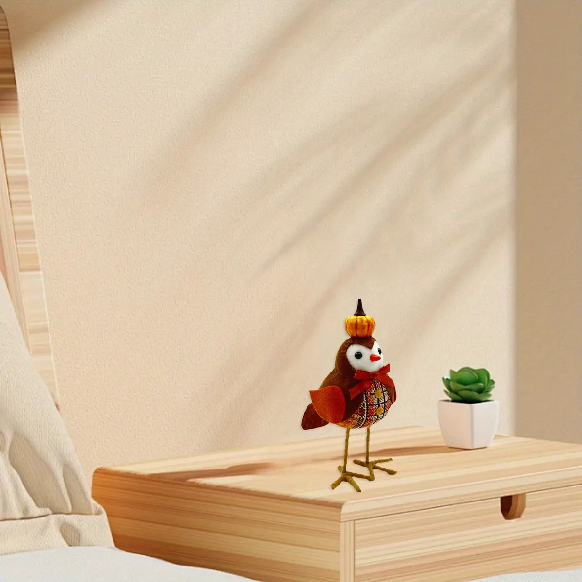 Autumn Harvest Bird Ornament Thanksgiving Standing Decoration Living Collection Figurine