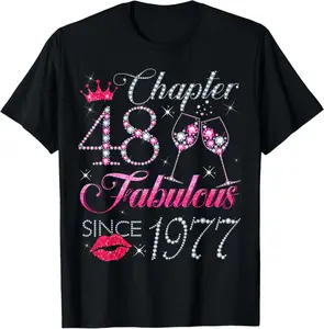 100% Cotton Fashion Garment Chapter 48 Fabulous Since 1977 48Th Birthday Gift For Women T-Shirt
