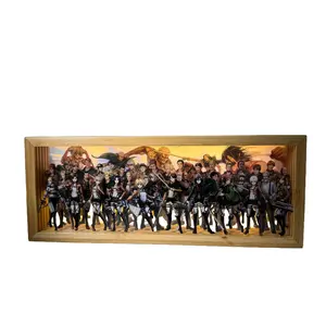 Attack on Titan Figure animation peripheral three-dimensional painting family photo 3-speed LED solid wood picture frame ornament
