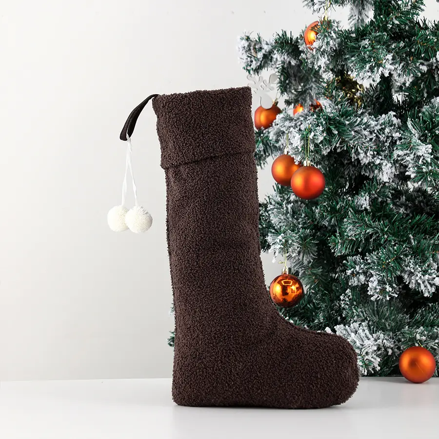 Lambskin Christmas Stockings – Off-White & Brown Plush Holiday Stockings  Rustic Farmhouse Mantel Décor for Fireplace Christmas Tree  Family Gifts & Holiday Parties hanging  stockings Nordic Tomte Gnome Bags