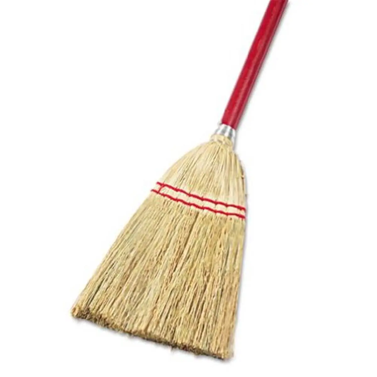 212 MAIN Soft Bristle Broom with 39in Wooden Handle - Durable Corn Fiber Brush, Red/Yellow Handheld Home Cleaning Tool for Lobby, Toy Areas, Fast Cleanup, Home Cleaning Products