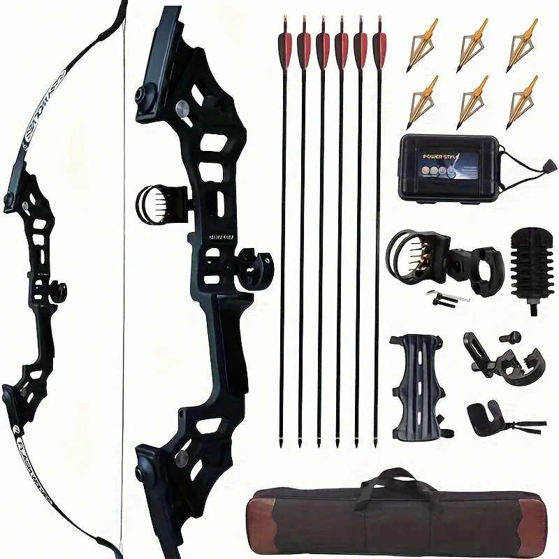 51" Takedown Recurve Bow and Arrow Set for Adults, Right Hand Beginner Practice Kit with 6 Real Feather Carbon Arrows, Hunting Archery Gift