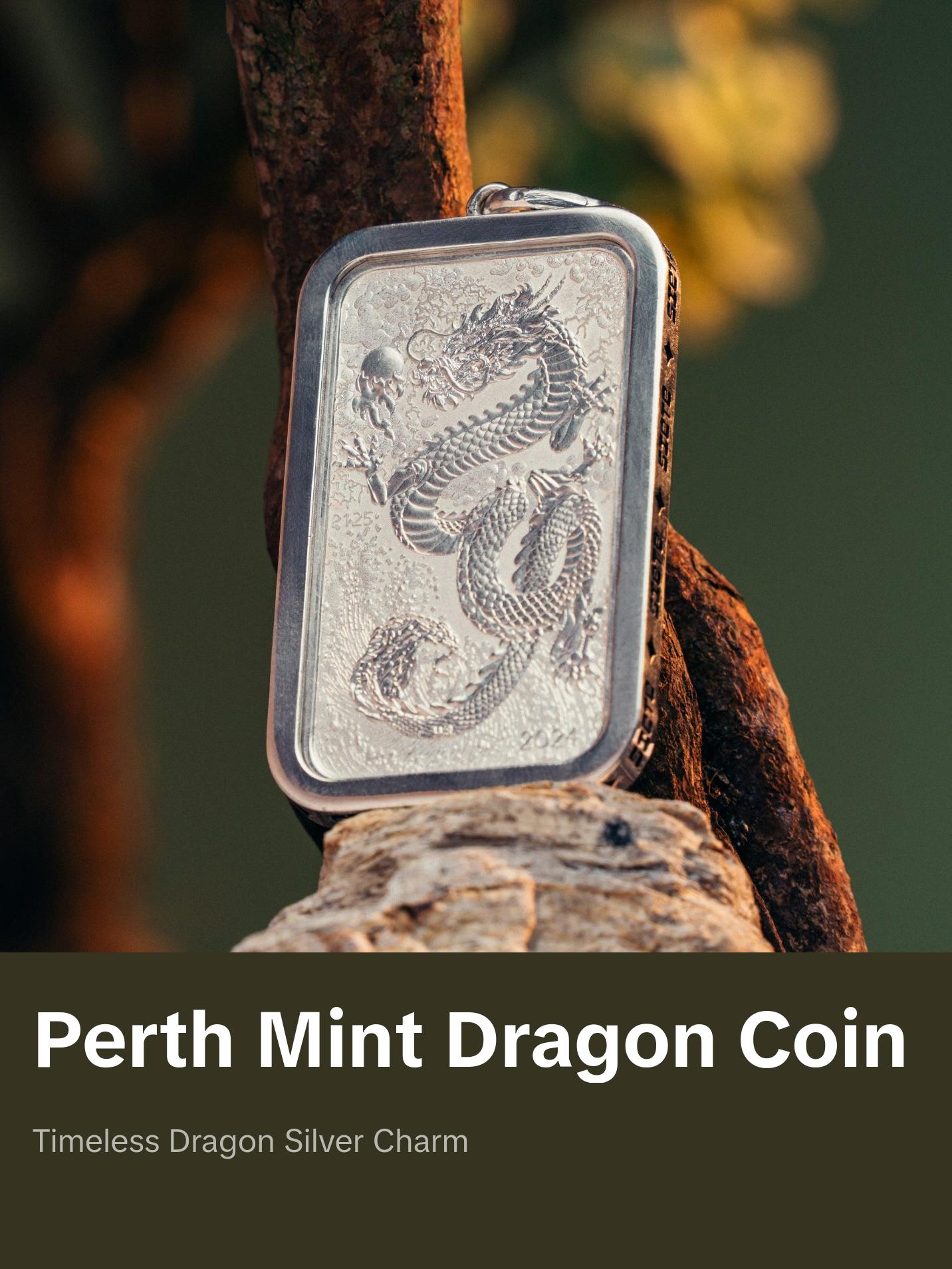 Dragon Coin Pendant – 2024 Perth Mint Australian Dollar Coin in .925 Silver Bezel